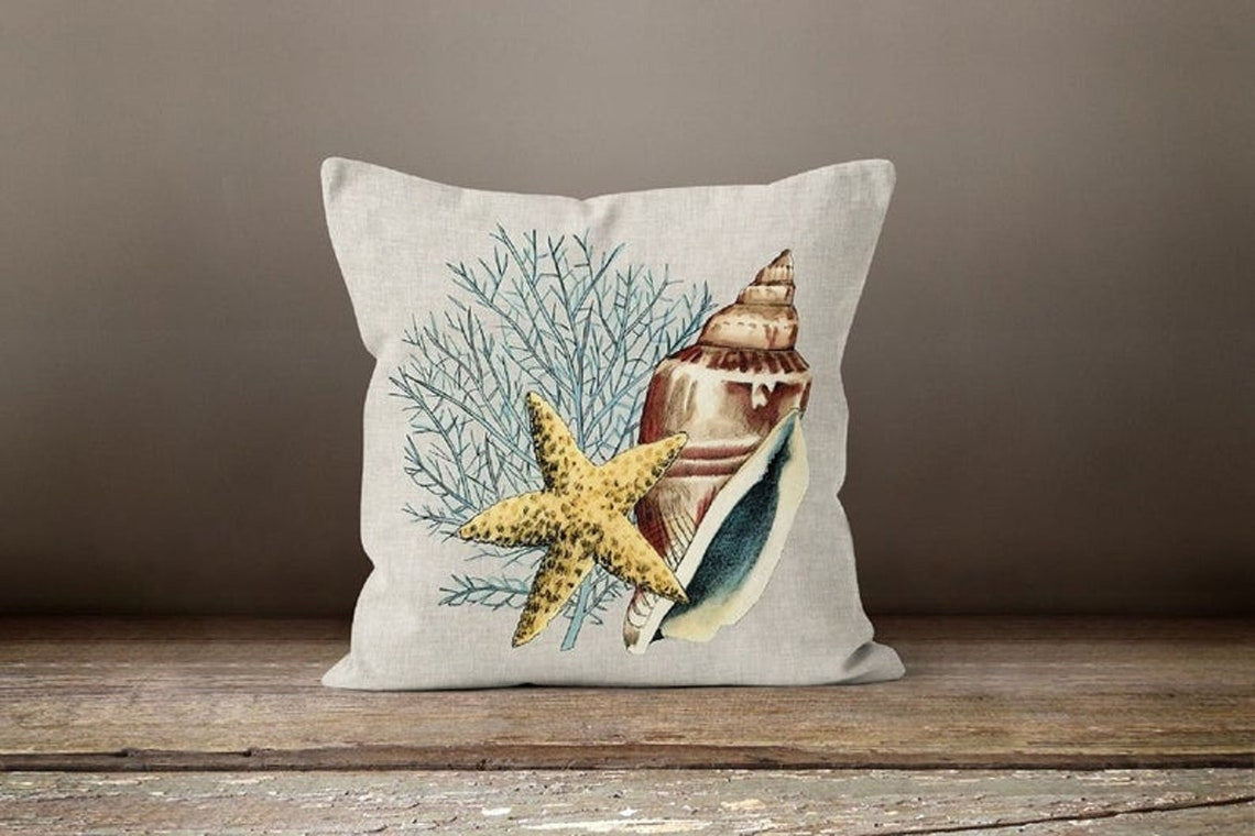 Coastal Conch Set of 4 Pillow Covers