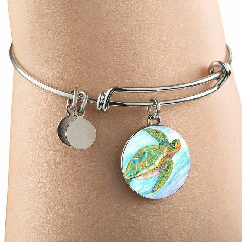 Colorful Sea Turtle Necklace And Bangle Bracelet