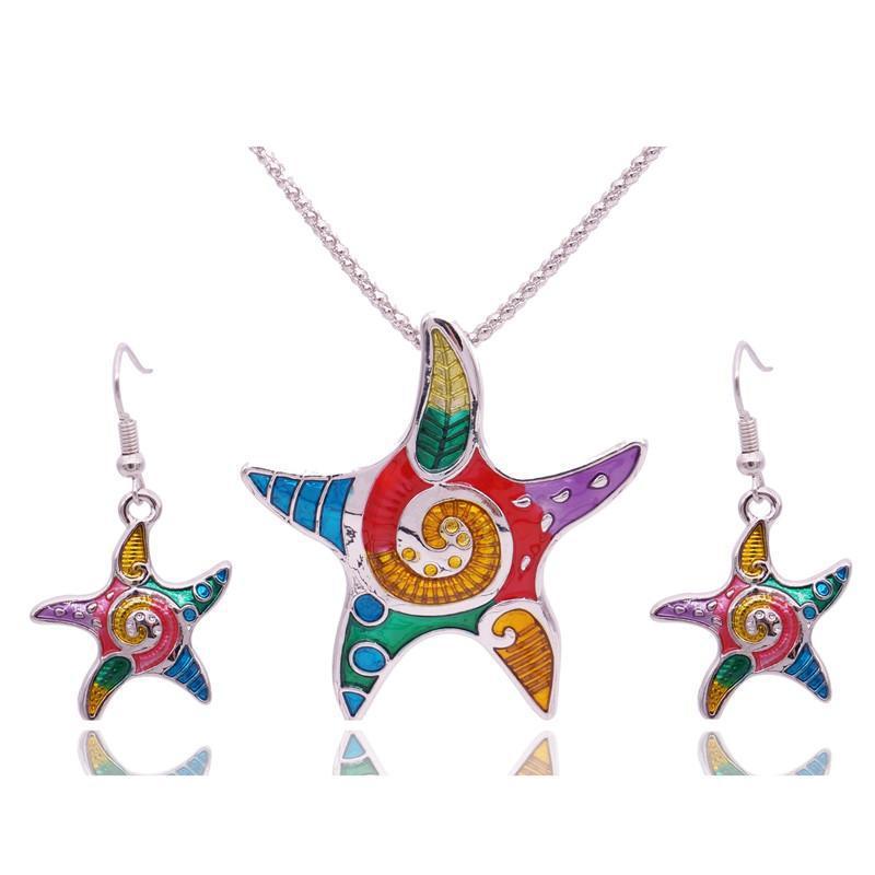 Colorful Starfish Jewelry Set