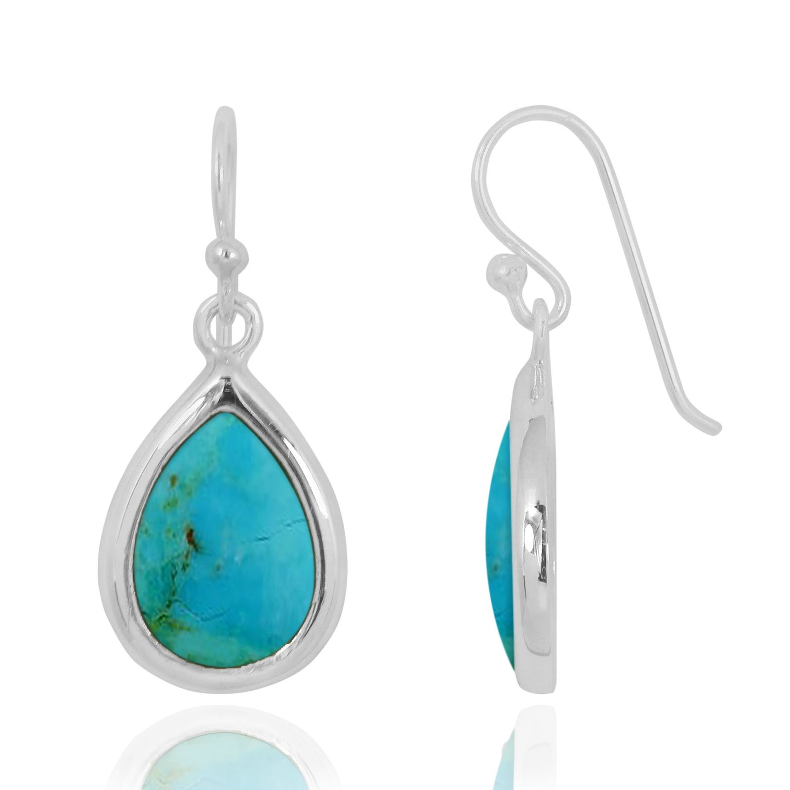 Compressed Turquoise Oxidized Silver Drop Earrings