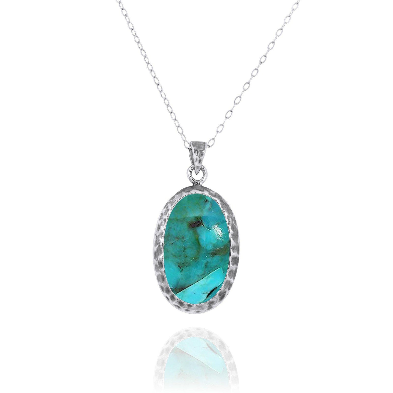 Compressed Turquoise Oxidized Silver Pendant