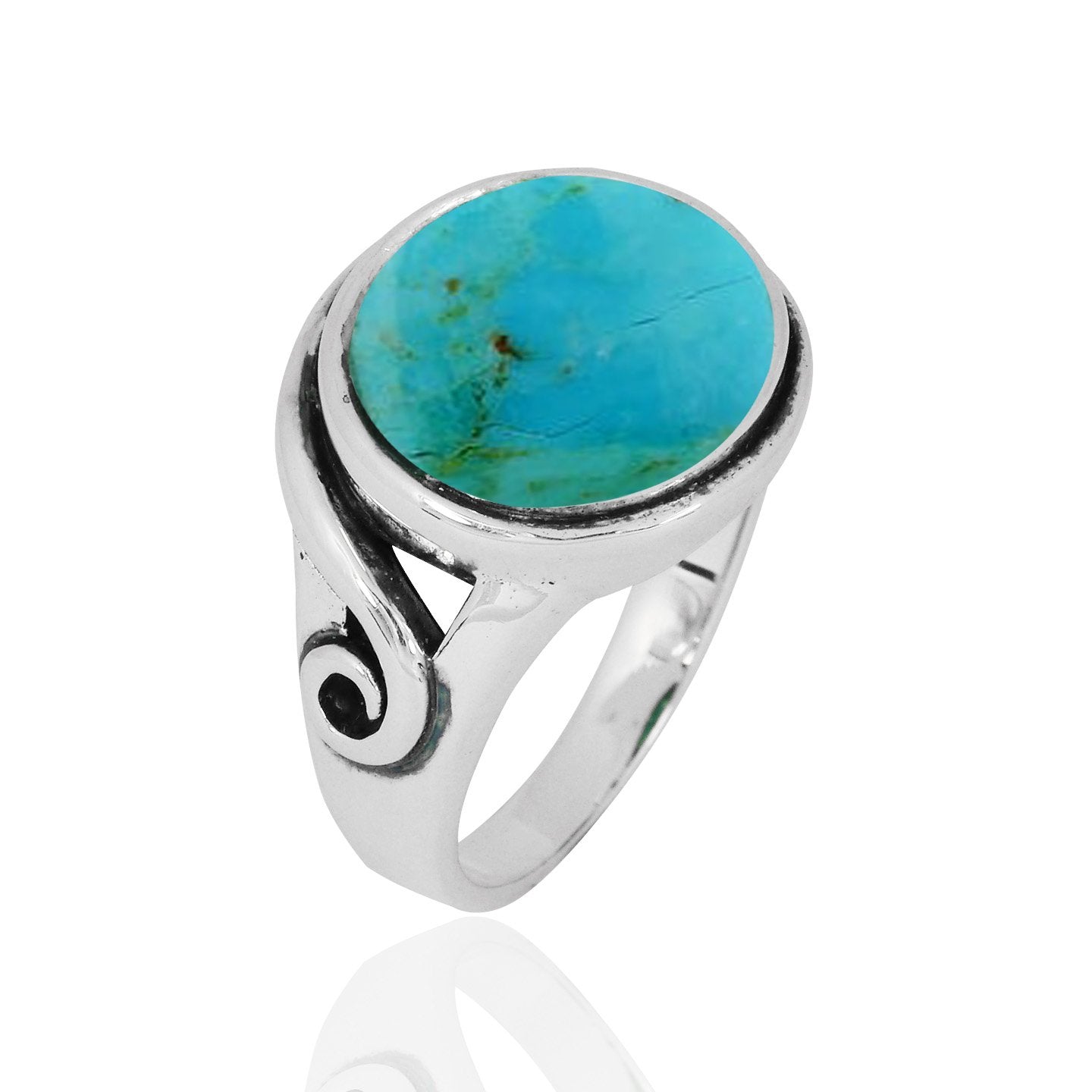 Compressed Turquoise Oxidized Silver Statement Ring