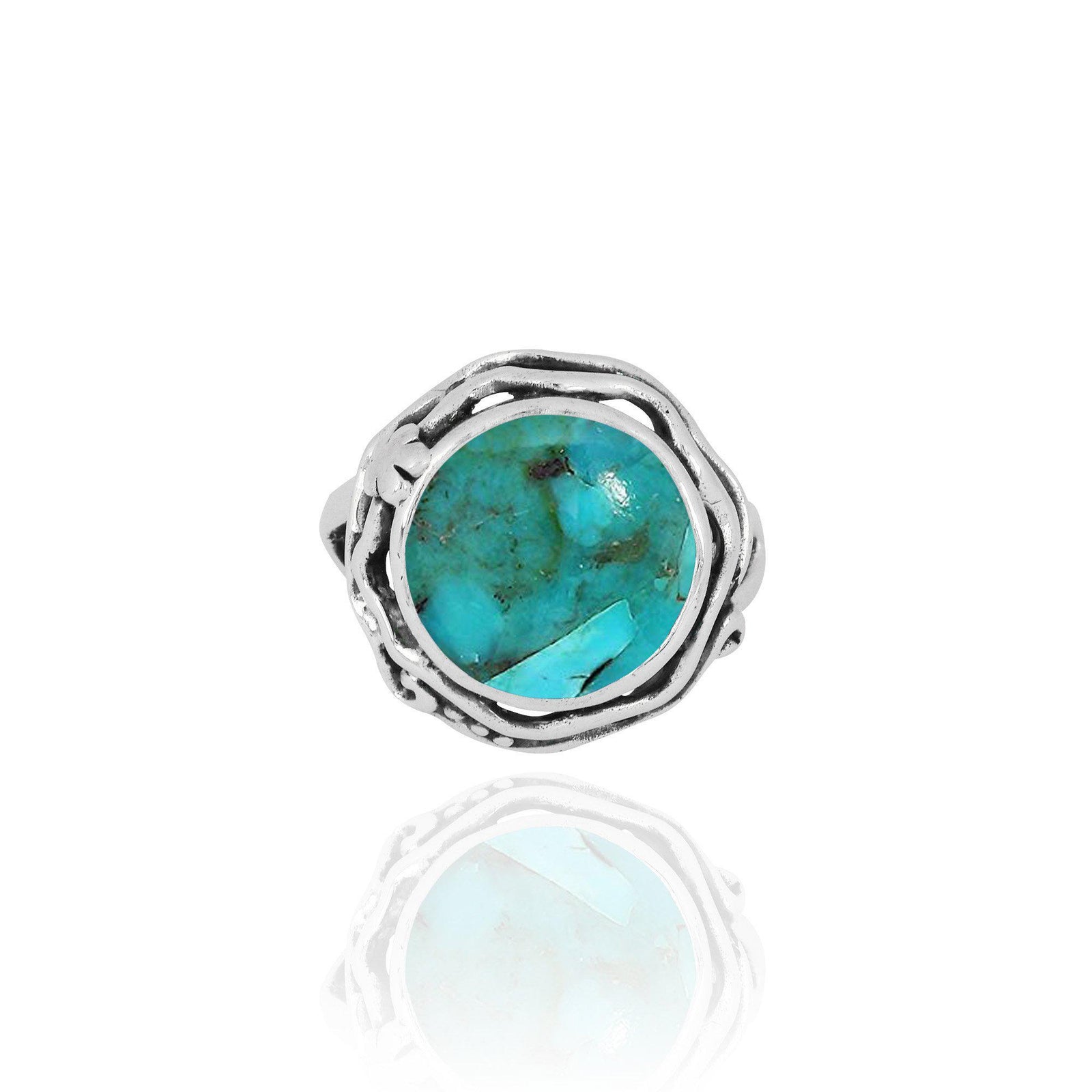 Compressed Turquoise Oxidized Silver Statement Ring