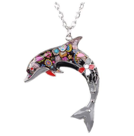 Dolly Dolphin - Enamel Pendant Necklace