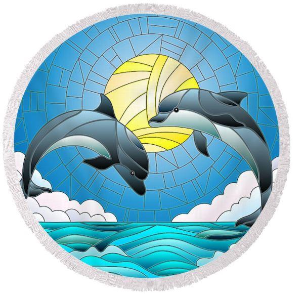 Dolphin Dancing Round Beach Towel