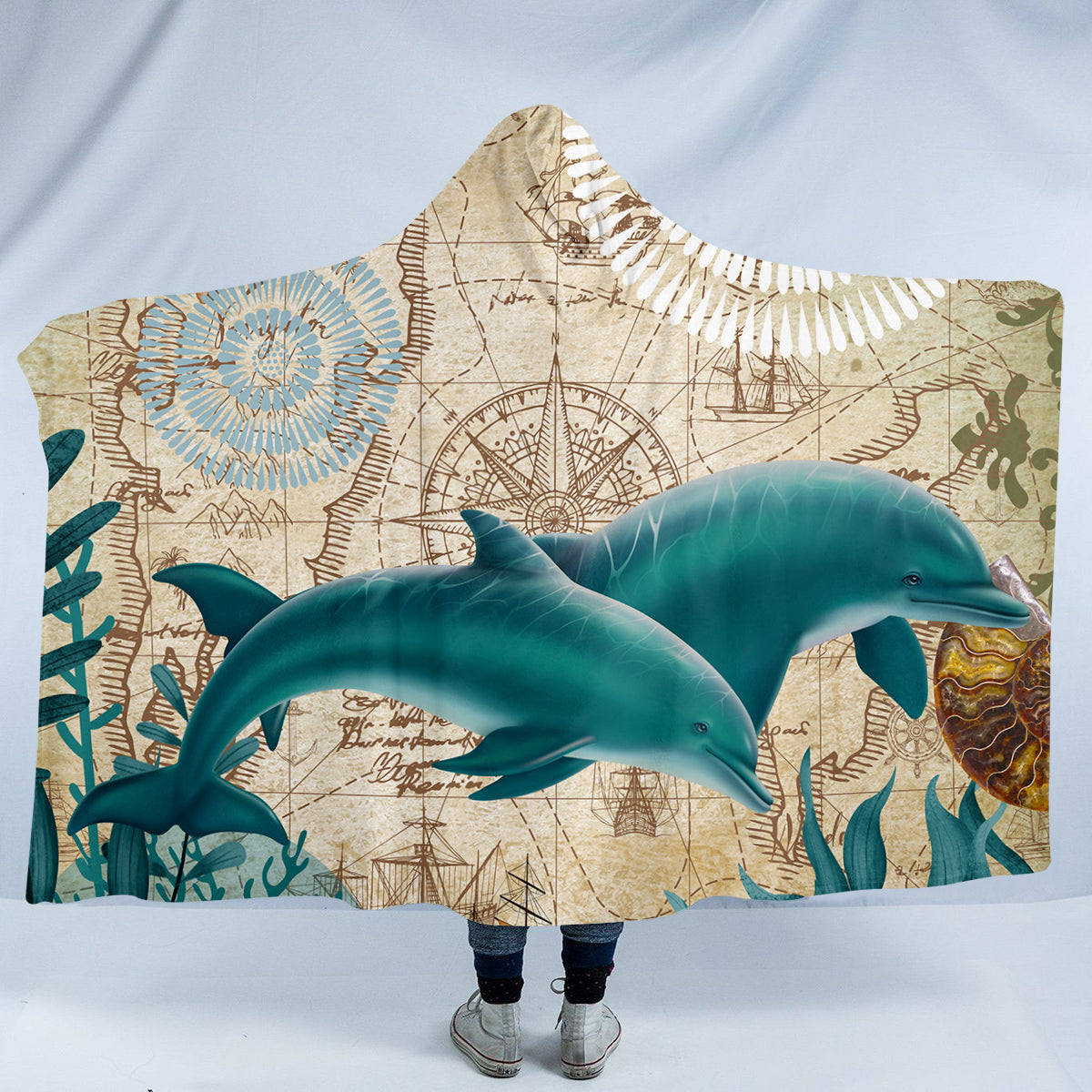 Dolphin Love Cozy Hooded Blanket