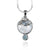 Dolphin Pendant Necklace with Blue Topaz, Mother of Pearl Mosaic and Larimar Stone