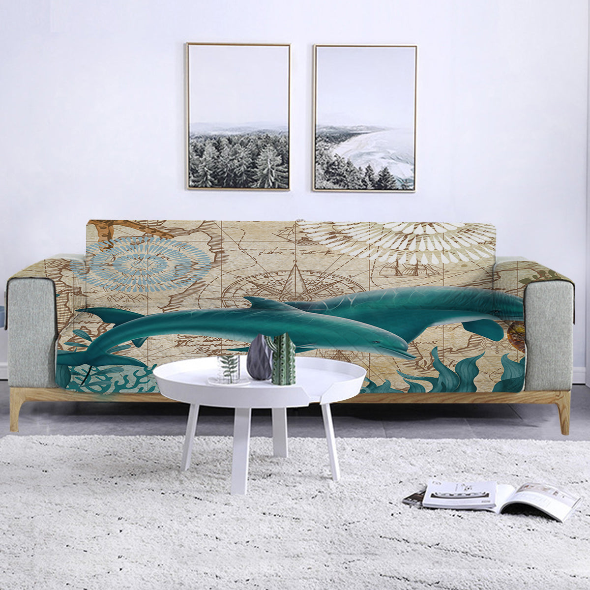 Dolphin Love Sofa Cover