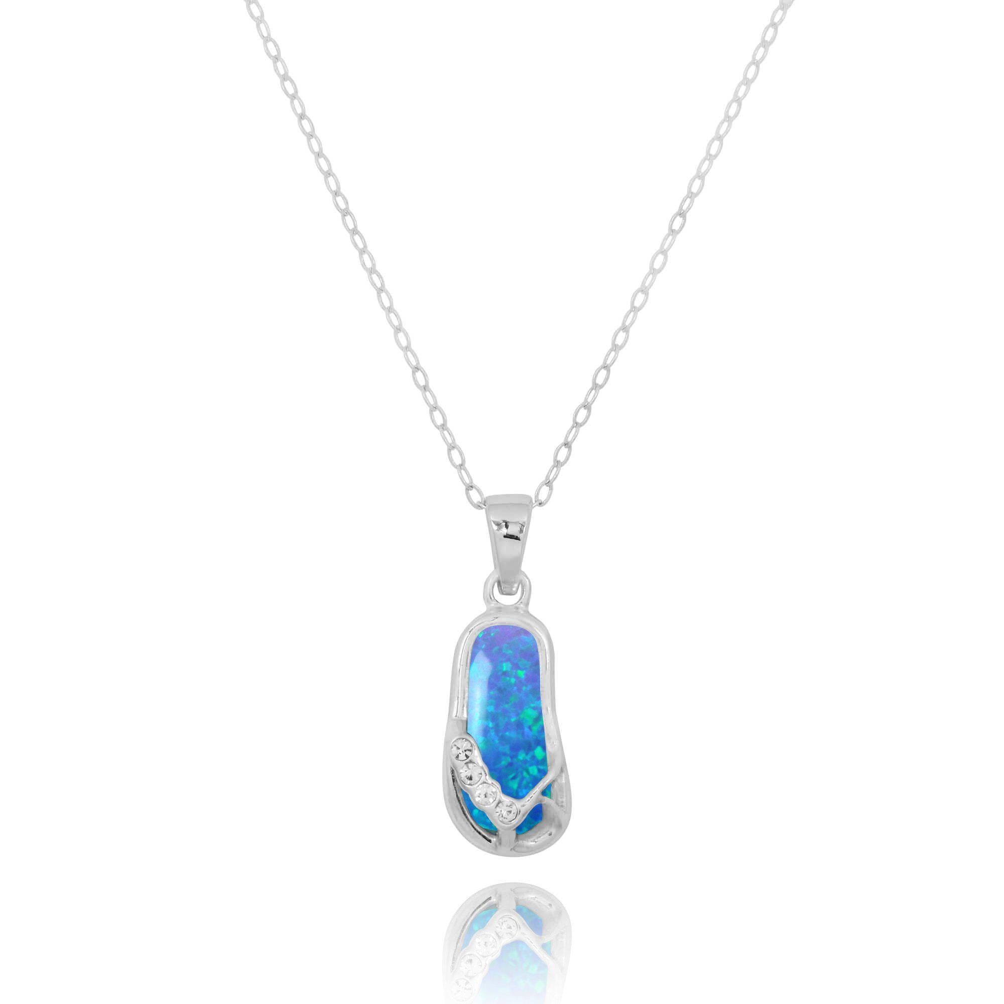 Flip Flop Pendant Necklace with Blue Opal
