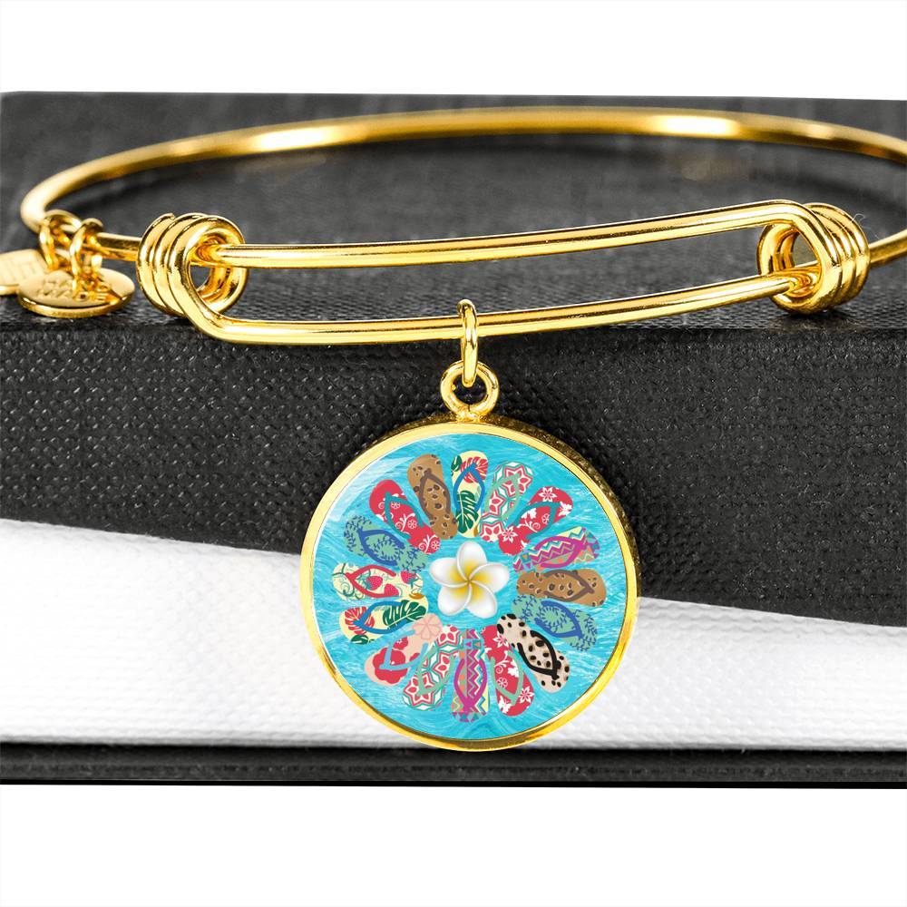 Flip Flops Flower Bangle Bracelet