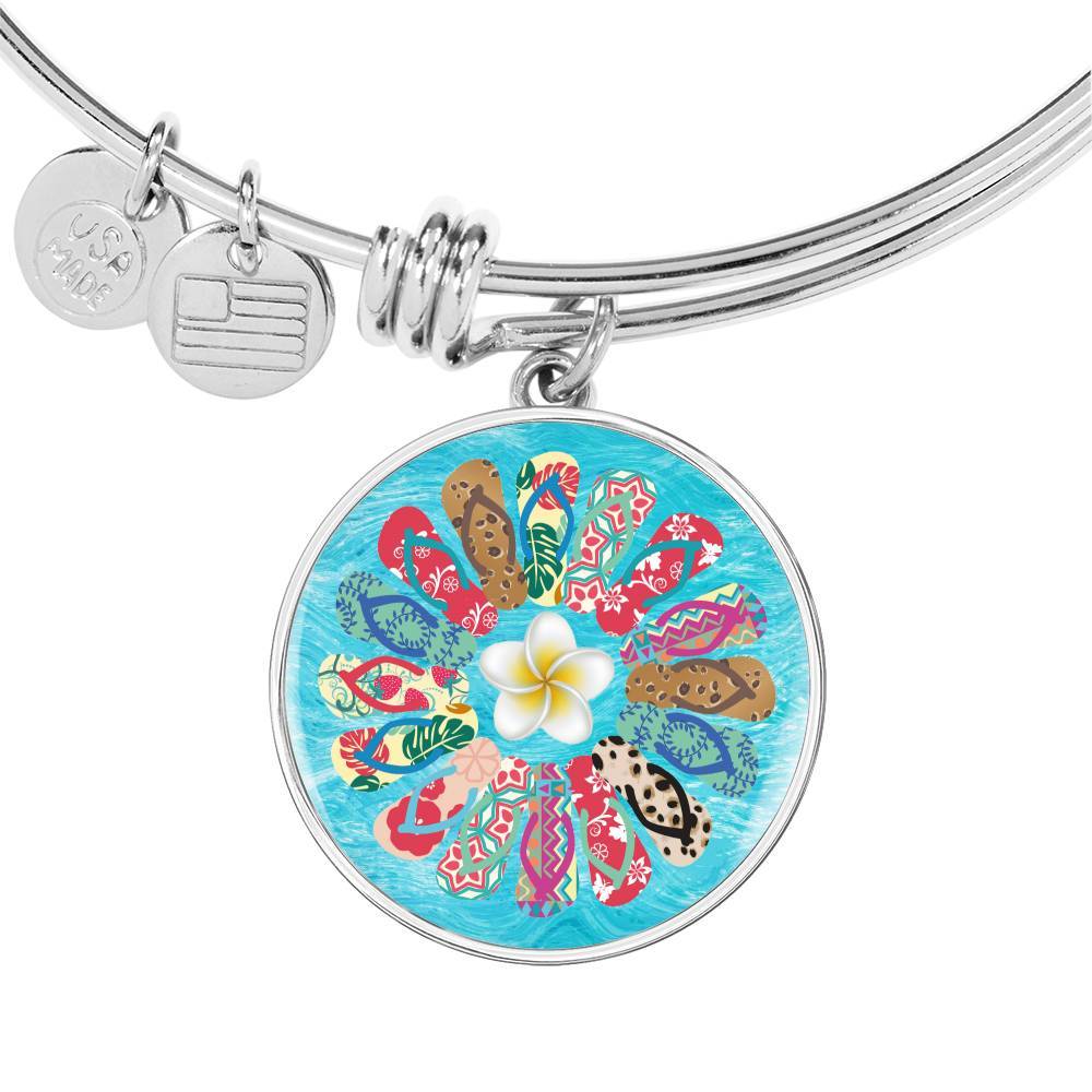 Flip Flops Flower Bangle Bracelet