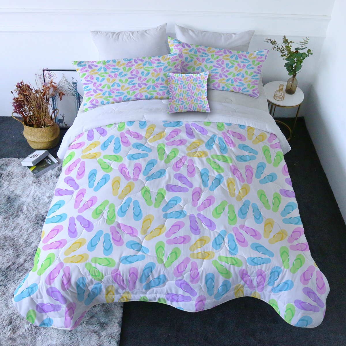 Flip Flops Galore Comforter with Shams and Pillow Cover