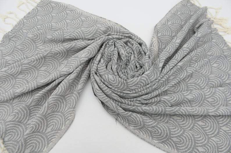 Gray Waves 100% Cotton Towel
