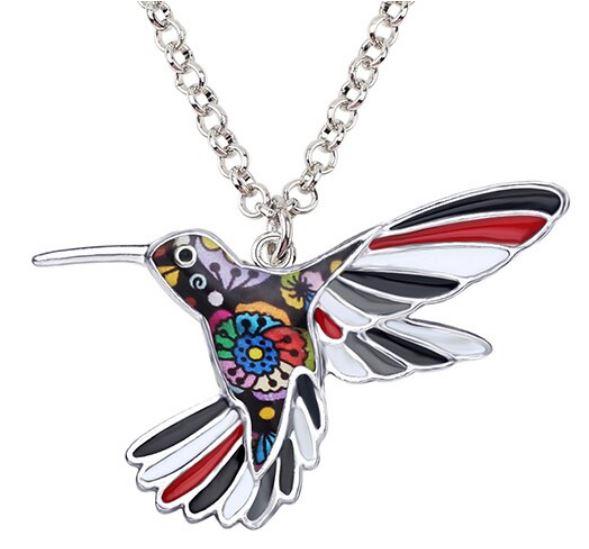 Happy Hummingbird - Enamel Pendant Necklace
