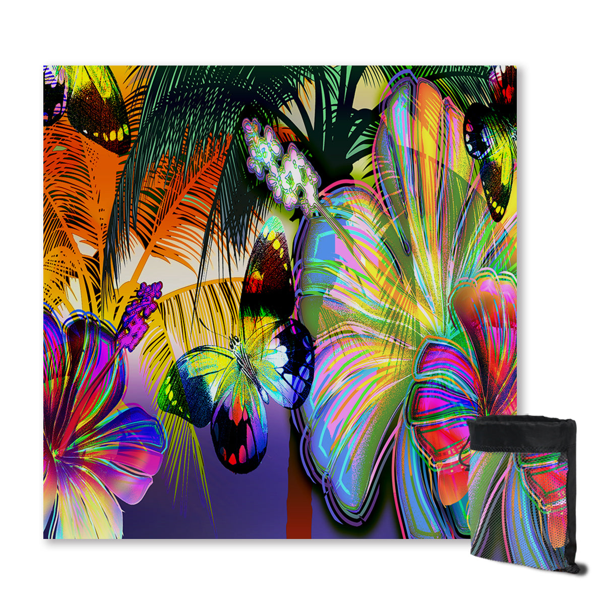 Tropical Hibiscus & Butterfly Sand Free Towel