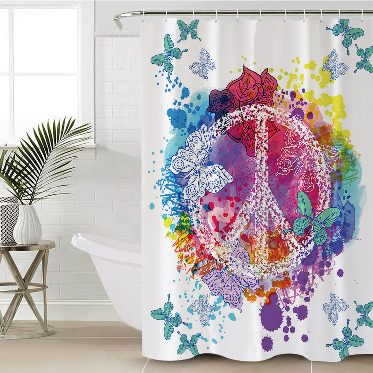 Peace on the Beach Shower Curtain