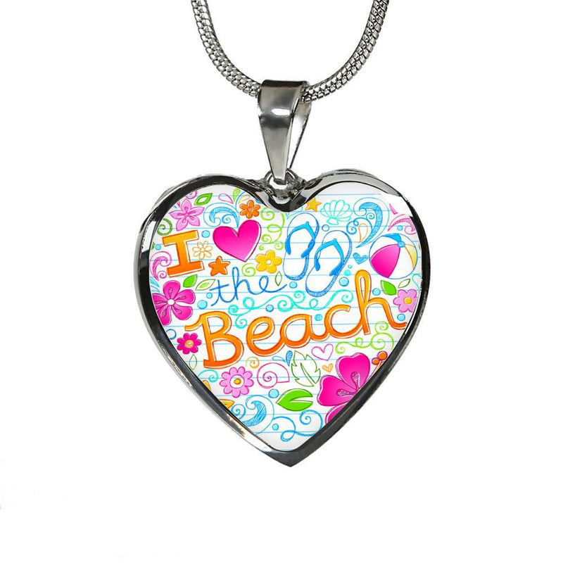 I Love The Beach Heart Necklace