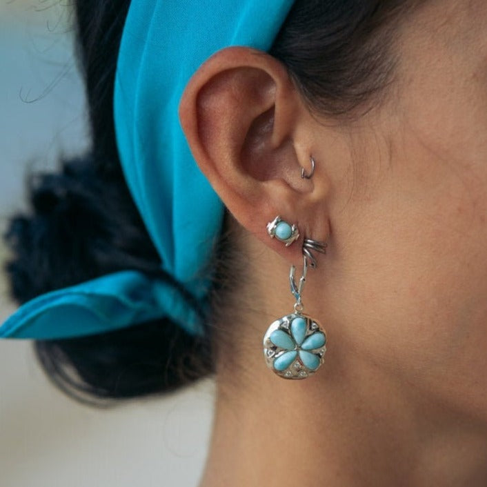 Sand Dollar Earrings with Larimar