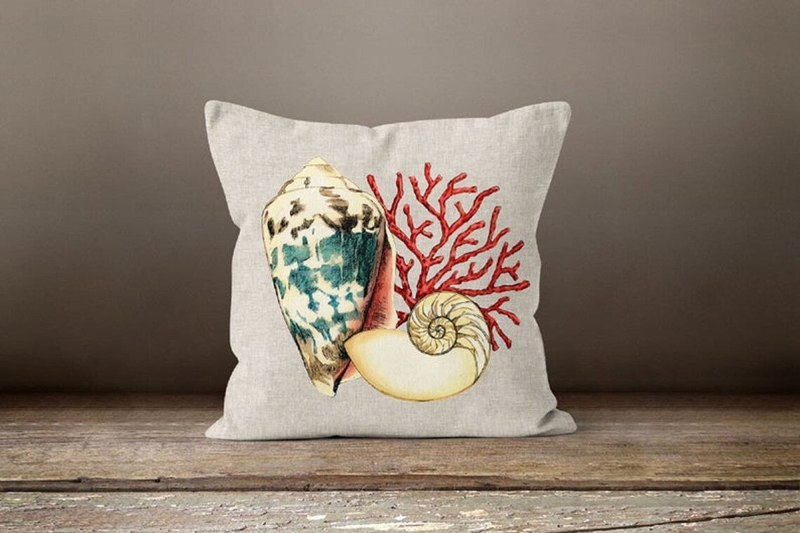 Coastal Conch Set of 4 Pillow Covers