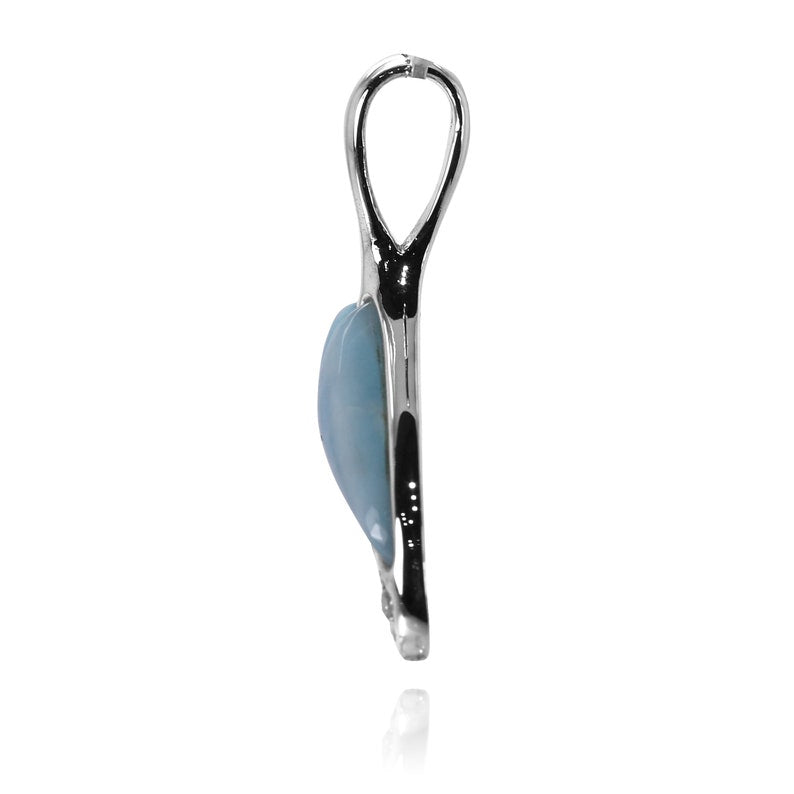 Whale Tail Pendant Necklace with Larimar