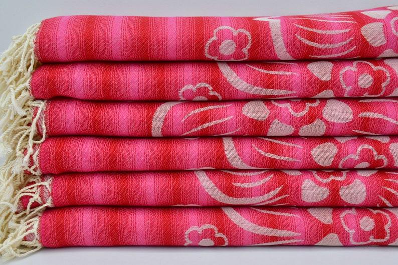 Pink Hibiscus Flowers 100% Cotton Towel
