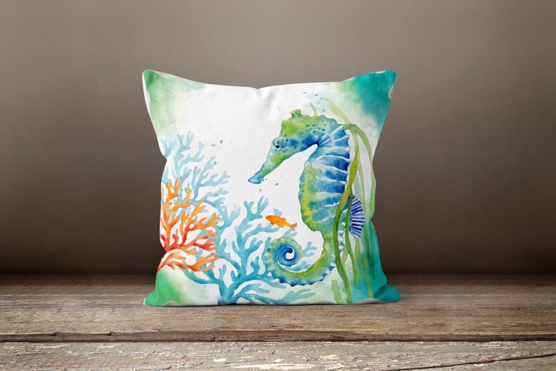 Marine Green Sealife Set of 4 Pillow Covers
