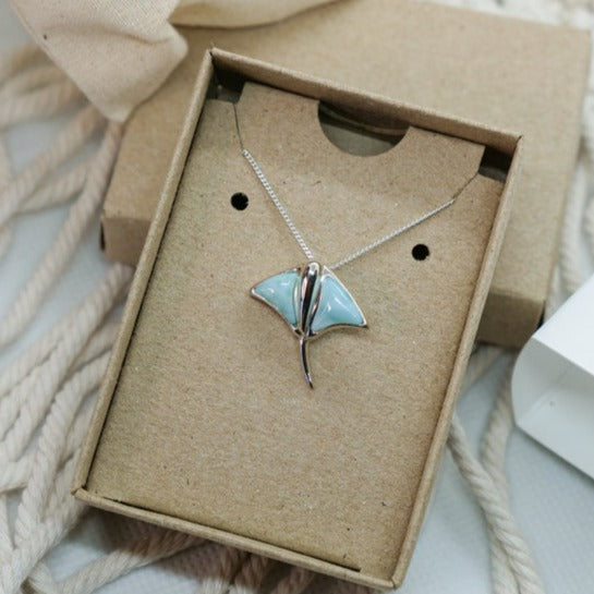 Stingray Pendant Necklace with Larimar