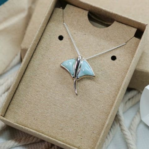 Stingray Pendant Necklace with Larimar