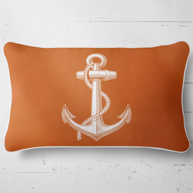 Orange Anchor Set of 4 Pillow Covers