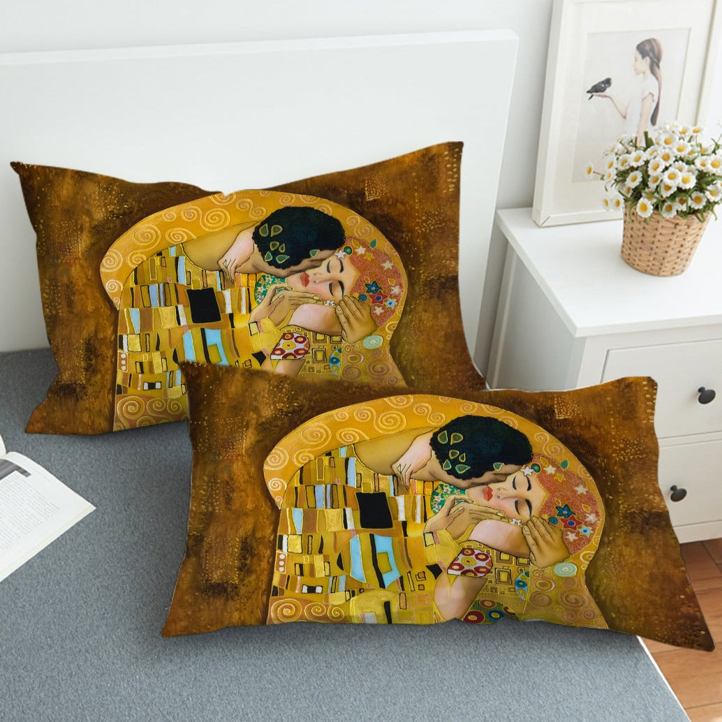 Gustav Klimt's The Kiss Comforter with Shams and Pillow Cover