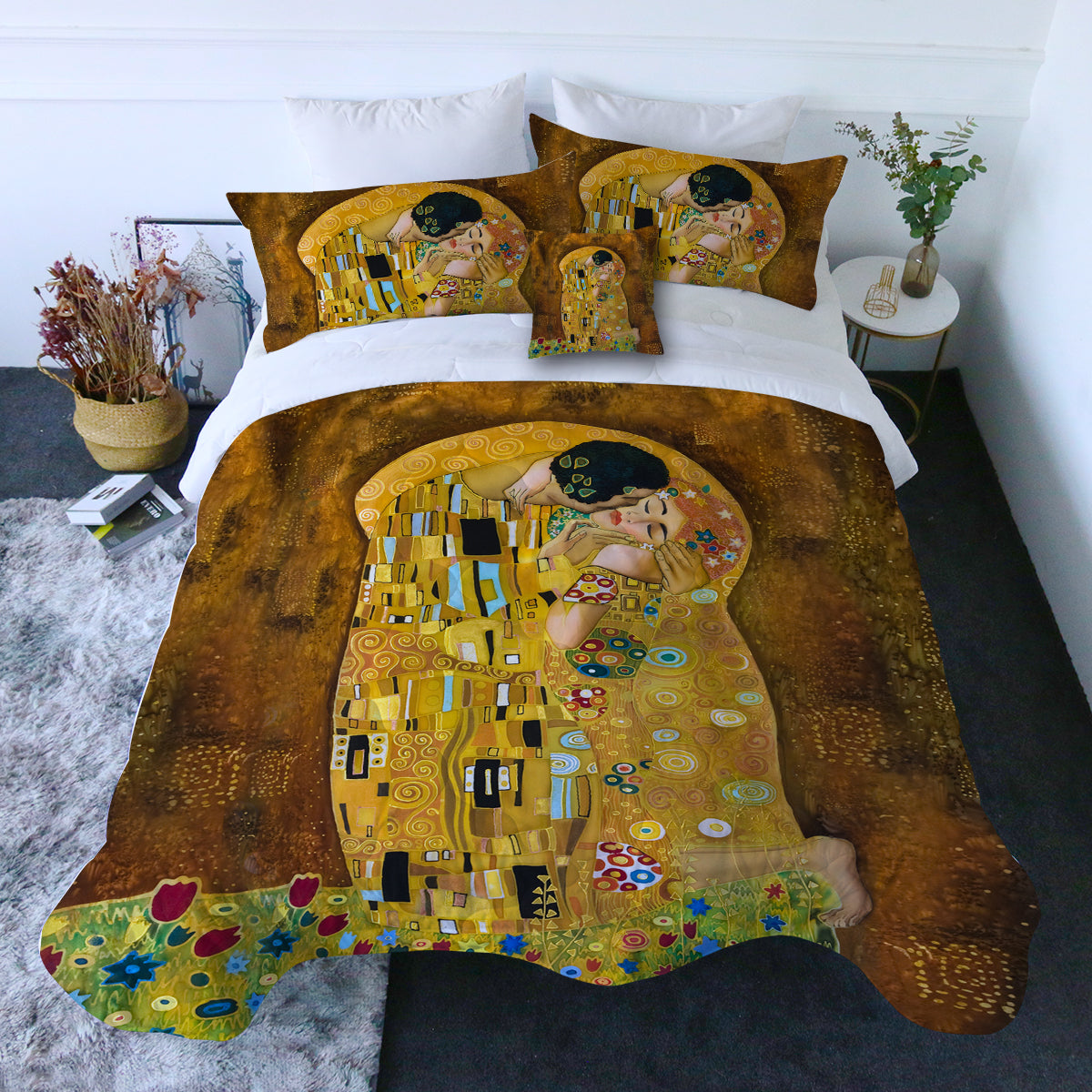 Gustav Klimt's The Kiss Comforter with Shams and Pillow Cover