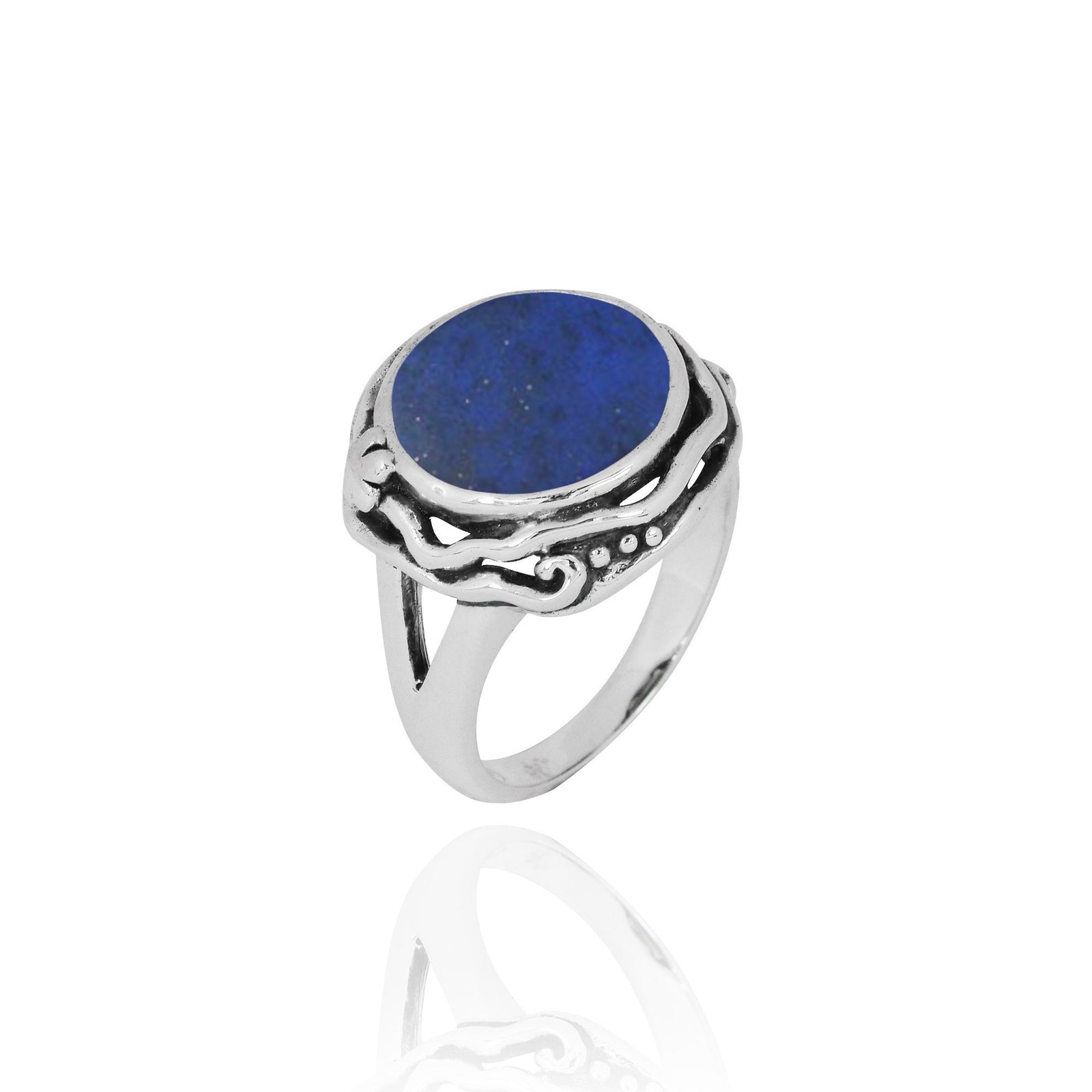 Lapis Lazuli Oxidized Silver Statement Ring