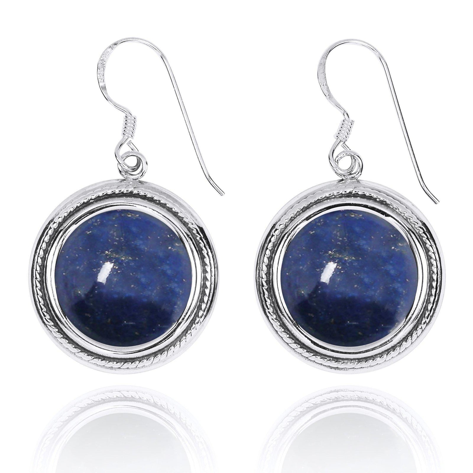 Lapis Oxidized Silver French Wire Earrings