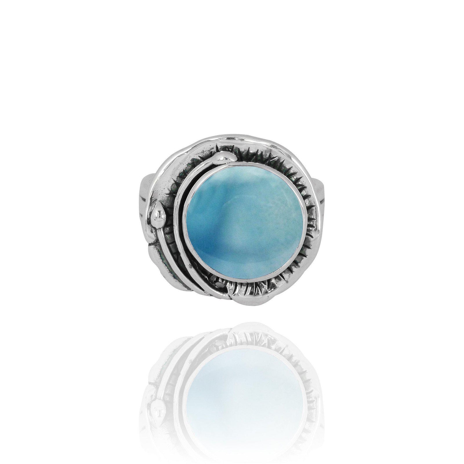 Larimar Oxidized Silver Band Ring
