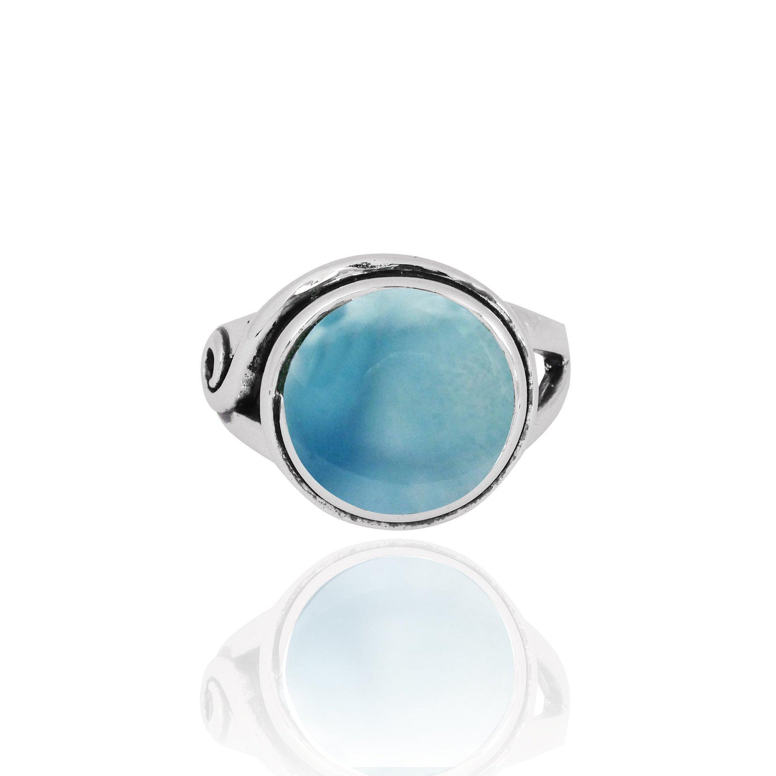 Larimar Oxidized Silver Statement Ring