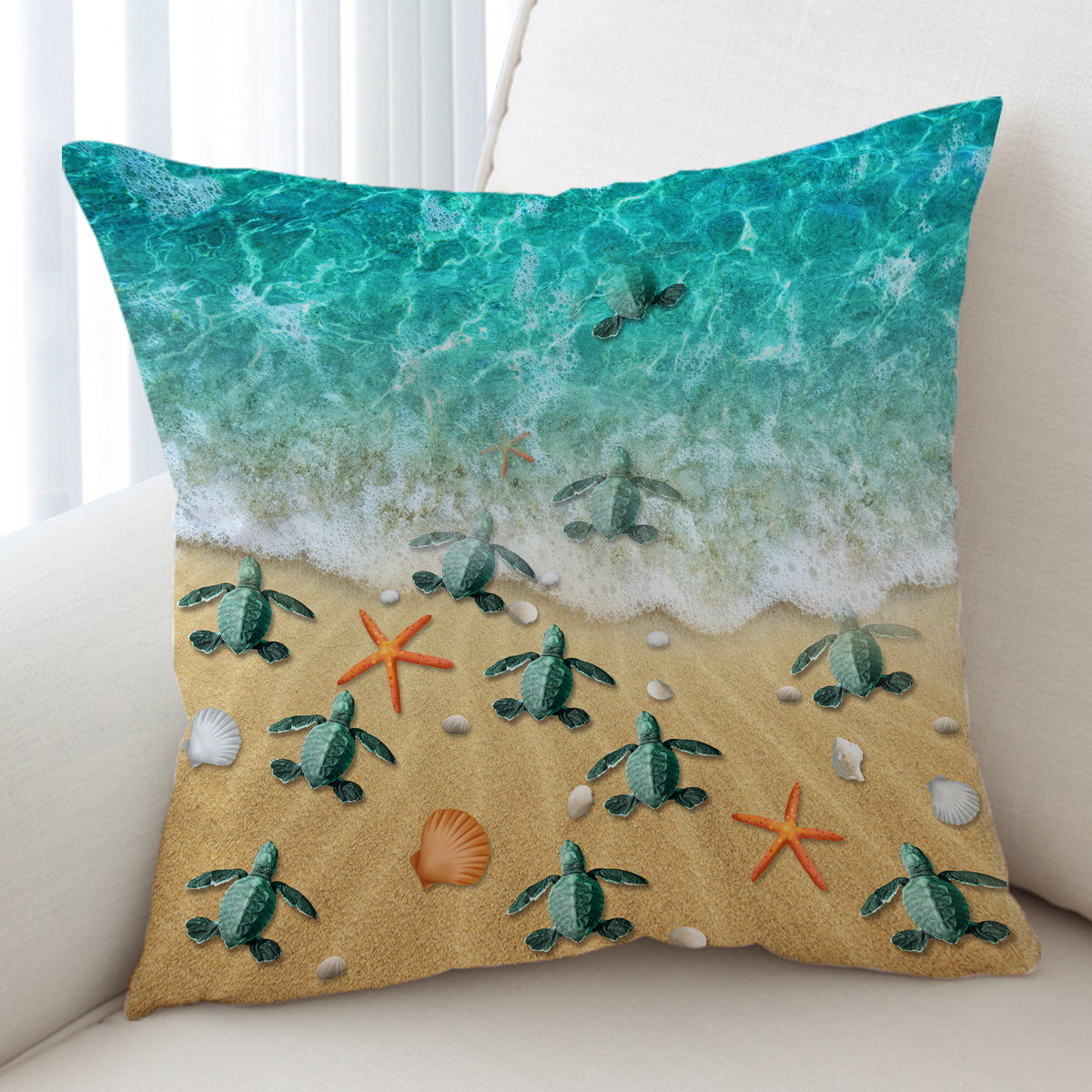 Happy Little Sea Turtles Pillow Cover