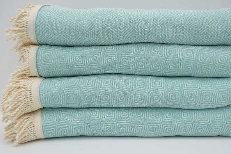 Mint Green 100% Cotton Round Beach Towel