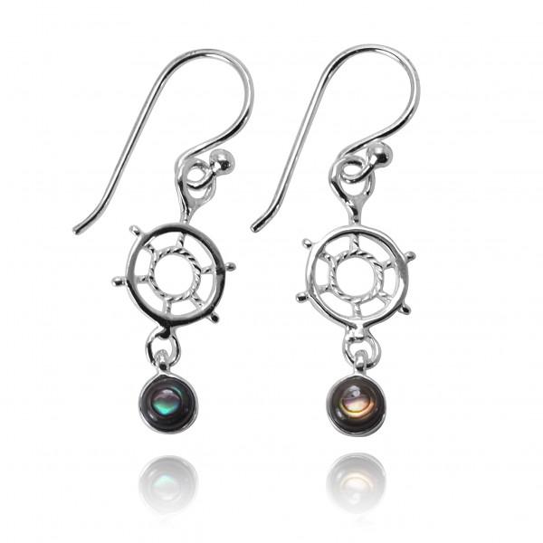 Nautical Helm Earrings with Abalone Shell