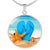 New Flip Flops on the Beach - Round Pendant Necklace