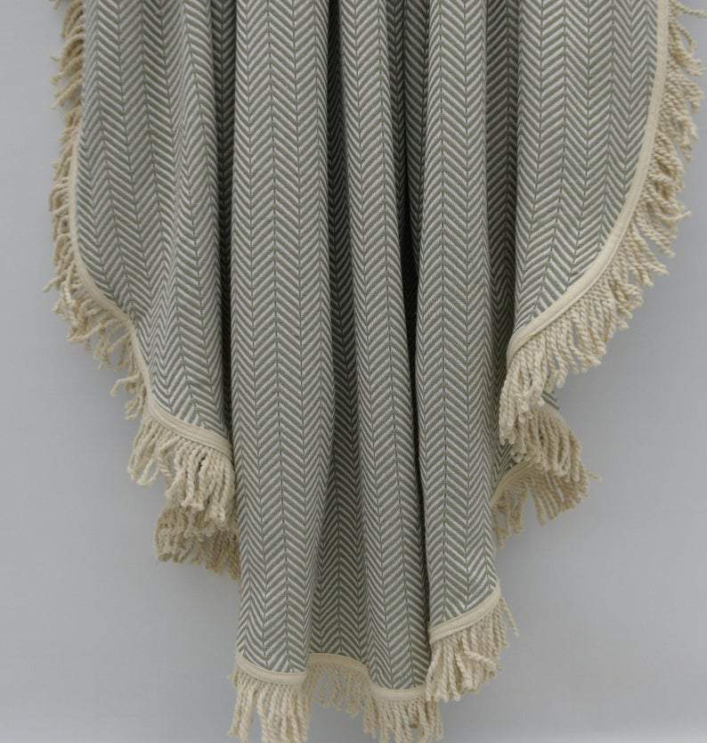 Olive Green 100% Cotton Round Beach Towel