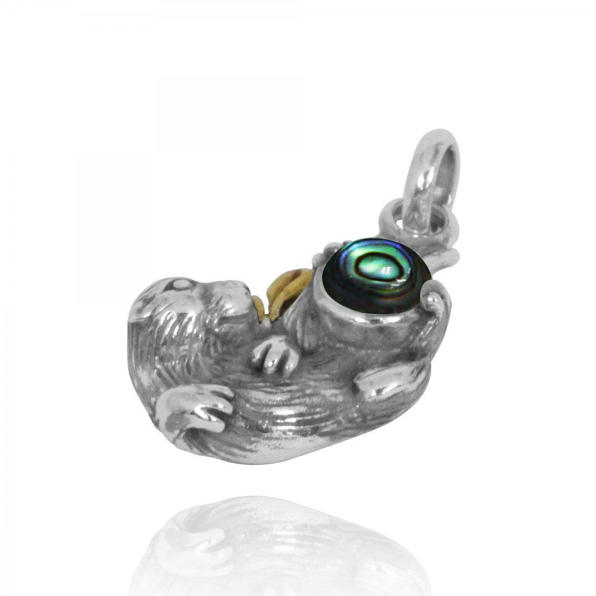 Sea Otter Necklace with Gold and Abalone Shell