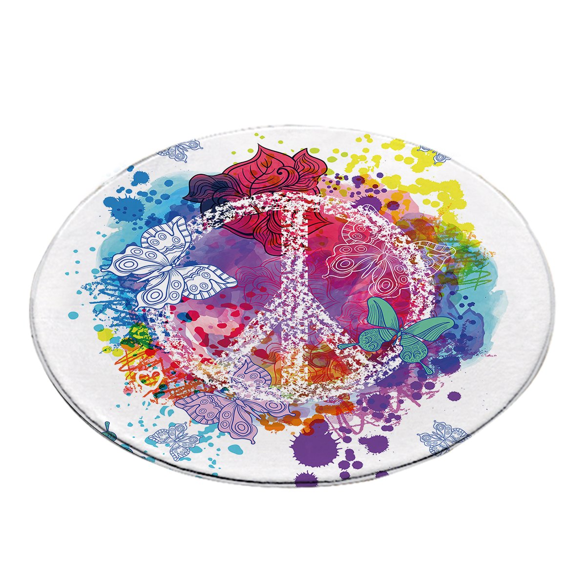 Peace on the Beach Round Area Rug