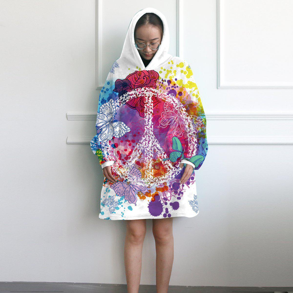 Peace on the Beach Wearable Blanket Hoodie