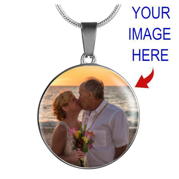 Photo Upload Circle Pendant - Personalized Necklace