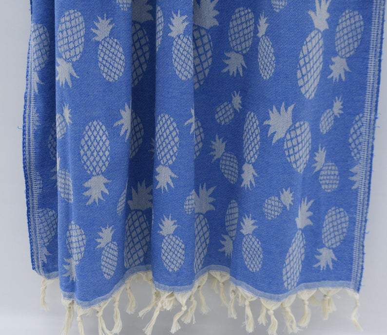 Pineapple Blue 100% Cotton Towel