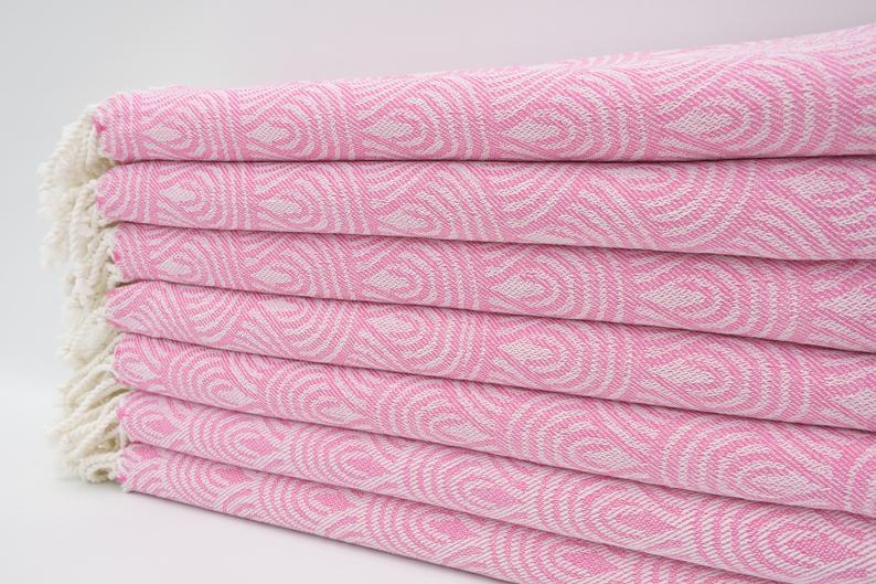 Pink Waves 100% Cotton Towel