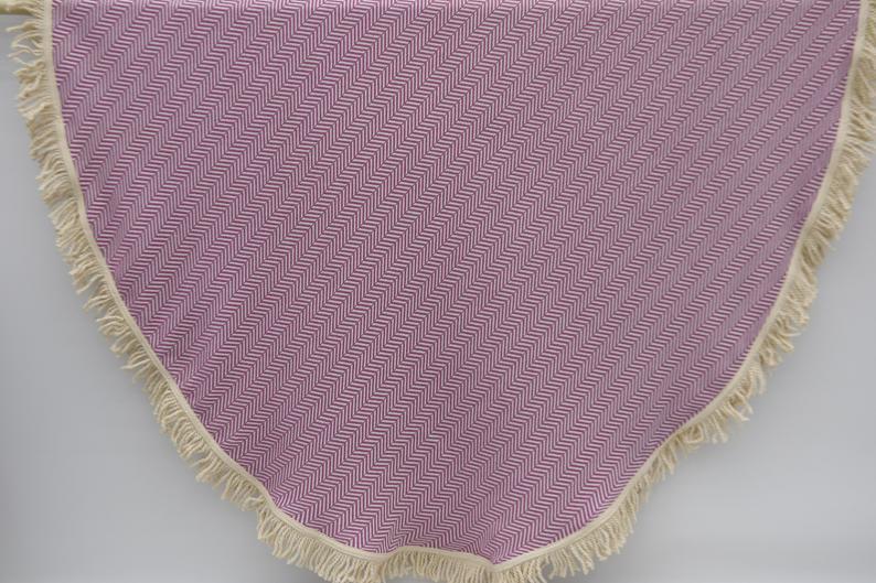 Purple 100% Cotton Round Beach Towel