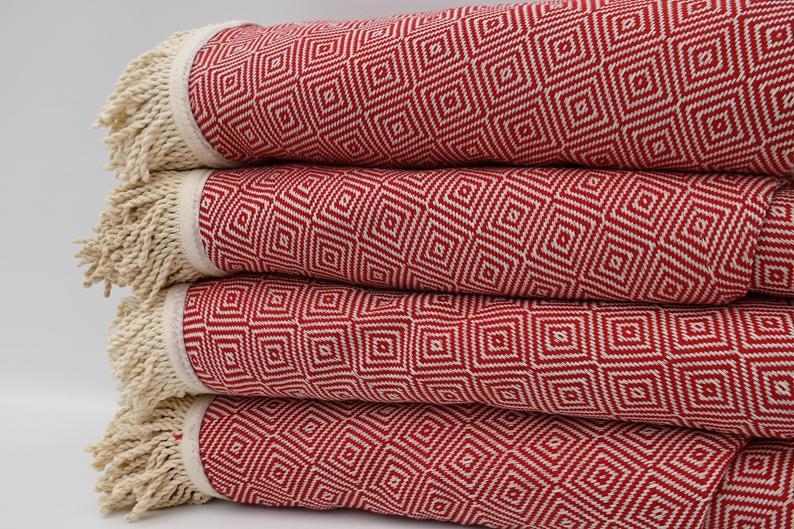 Red 100% Cotton Round Beach Towel