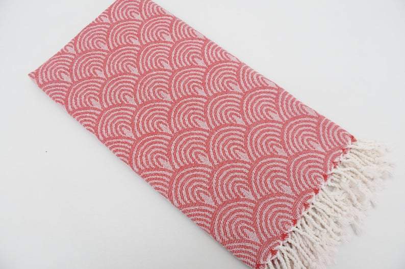 Red Waves 100% Cotton Towel