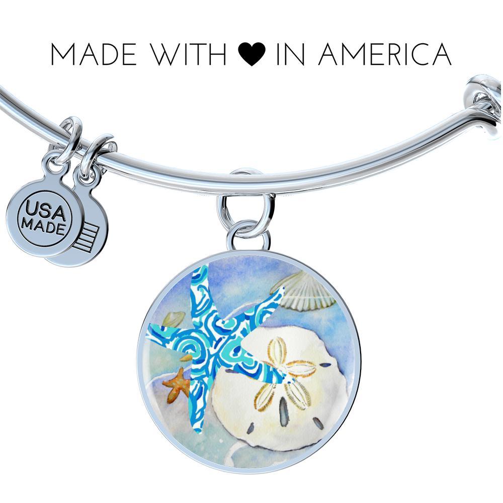 Sand Dollar & Starfish Bangle Bracelet